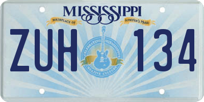 MS license plate ZUH134
