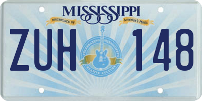 MS license plate ZUH148