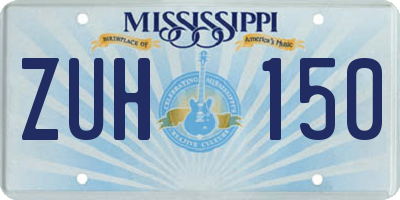 MS license plate ZUH150