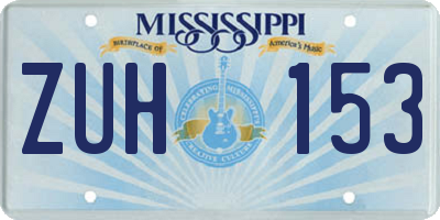 MS license plate ZUH153