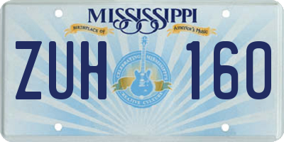MS license plate ZUH160