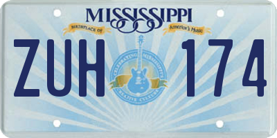 MS license plate ZUH174
