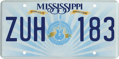 MS license plate ZUH183