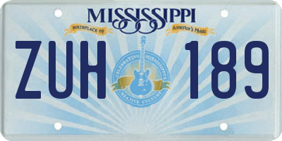 MS license plate ZUH189