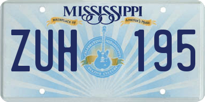MS license plate ZUH195