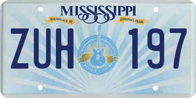 MS license plate ZUH197