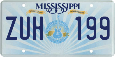 MS license plate ZUH199