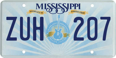 MS license plate ZUH207