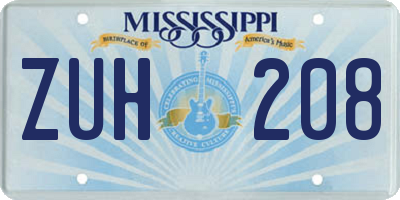 MS license plate ZUH208