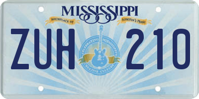 MS license plate ZUH210