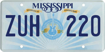 MS license plate ZUH220