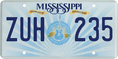 MS license plate ZUH235