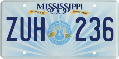 MS license plate ZUH236