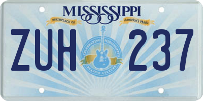 MS license plate ZUH237