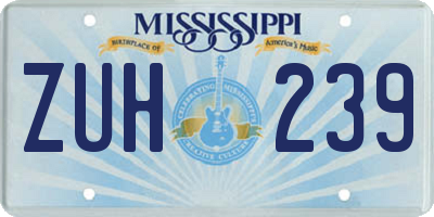 MS license plate ZUH239