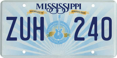 MS license plate ZUH240