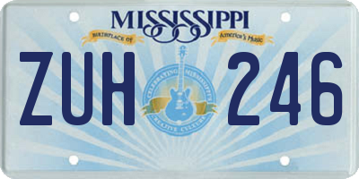 MS license plate ZUH246