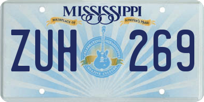 MS license plate ZUH269