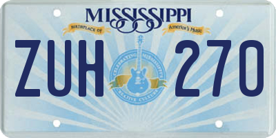 MS license plate ZUH270