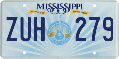 MS license plate ZUH279