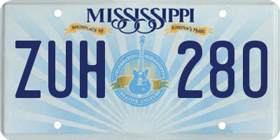 MS license plate ZUH280
