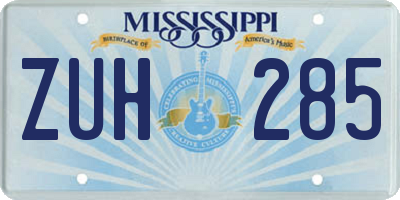 MS license plate ZUH285