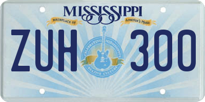 MS license plate ZUH300