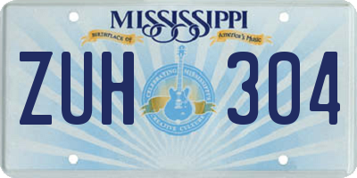 MS license plate ZUH304