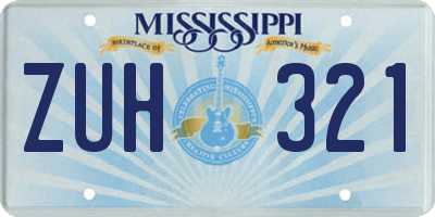 MS license plate ZUH321
