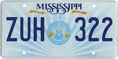 MS license plate ZUH322