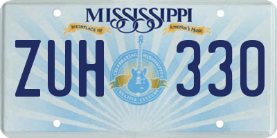 MS license plate ZUH330