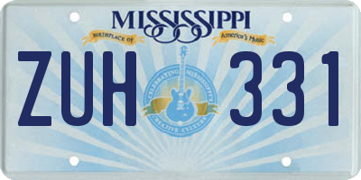 MS license plate ZUH331