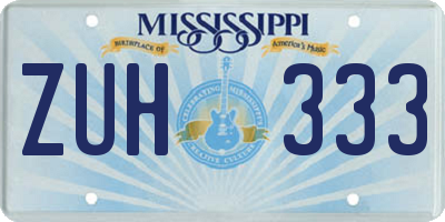 MS license plate ZUH333