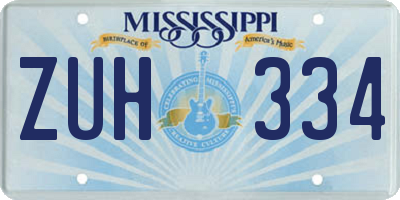 MS license plate ZUH334