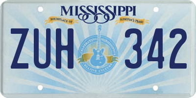MS license plate ZUH342