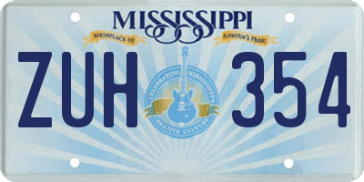 MS license plate ZUH354