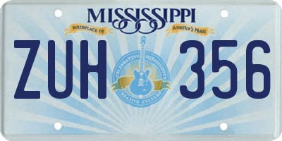 MS license plate ZUH356