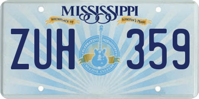 MS license plate ZUH359