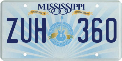 MS license plate ZUH360
