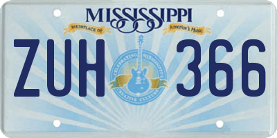 MS license plate ZUH366
