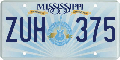 MS license plate ZUH375