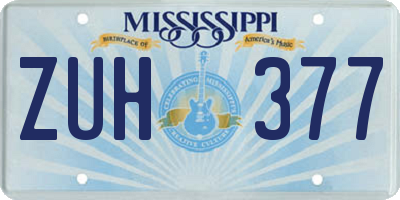 MS license plate ZUH377