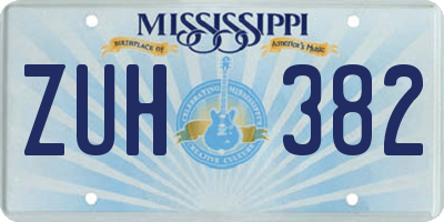 MS license plate ZUH382