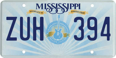 MS license plate ZUH394