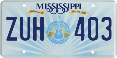 MS license plate ZUH403