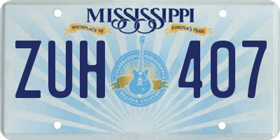MS license plate ZUH407