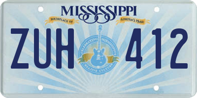 MS license plate ZUH412