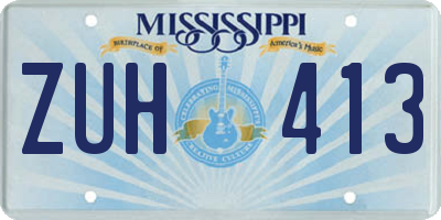 MS license plate ZUH413