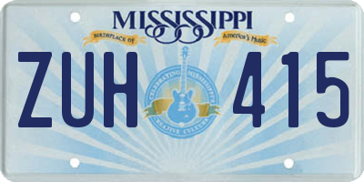 MS license plate ZUH415
