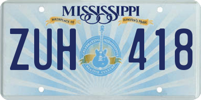 MS license plate ZUH418